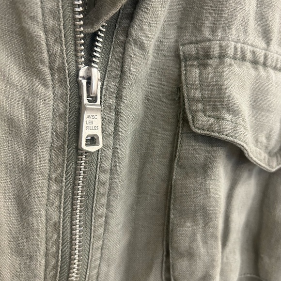 Avec Les Filles (Anthropologie) Linen XS EUC Green Utility Jacket Adjustable Fit - Picture 7 of 13